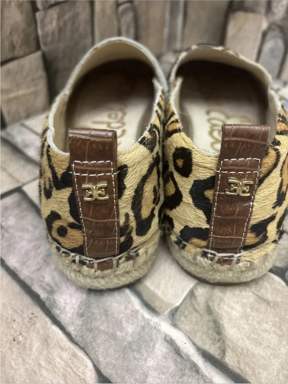 Women’s Sam Edelman Khloe leopard calf hair slip-on espadrille flats Sz 7.5
